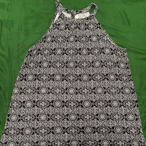 Black & White Patterned Racerback Tank Top